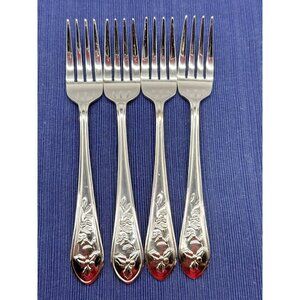 Pfaltzgraff Winterberry Holly Salad Fork Stainless No Color Flatware Lot of 4
